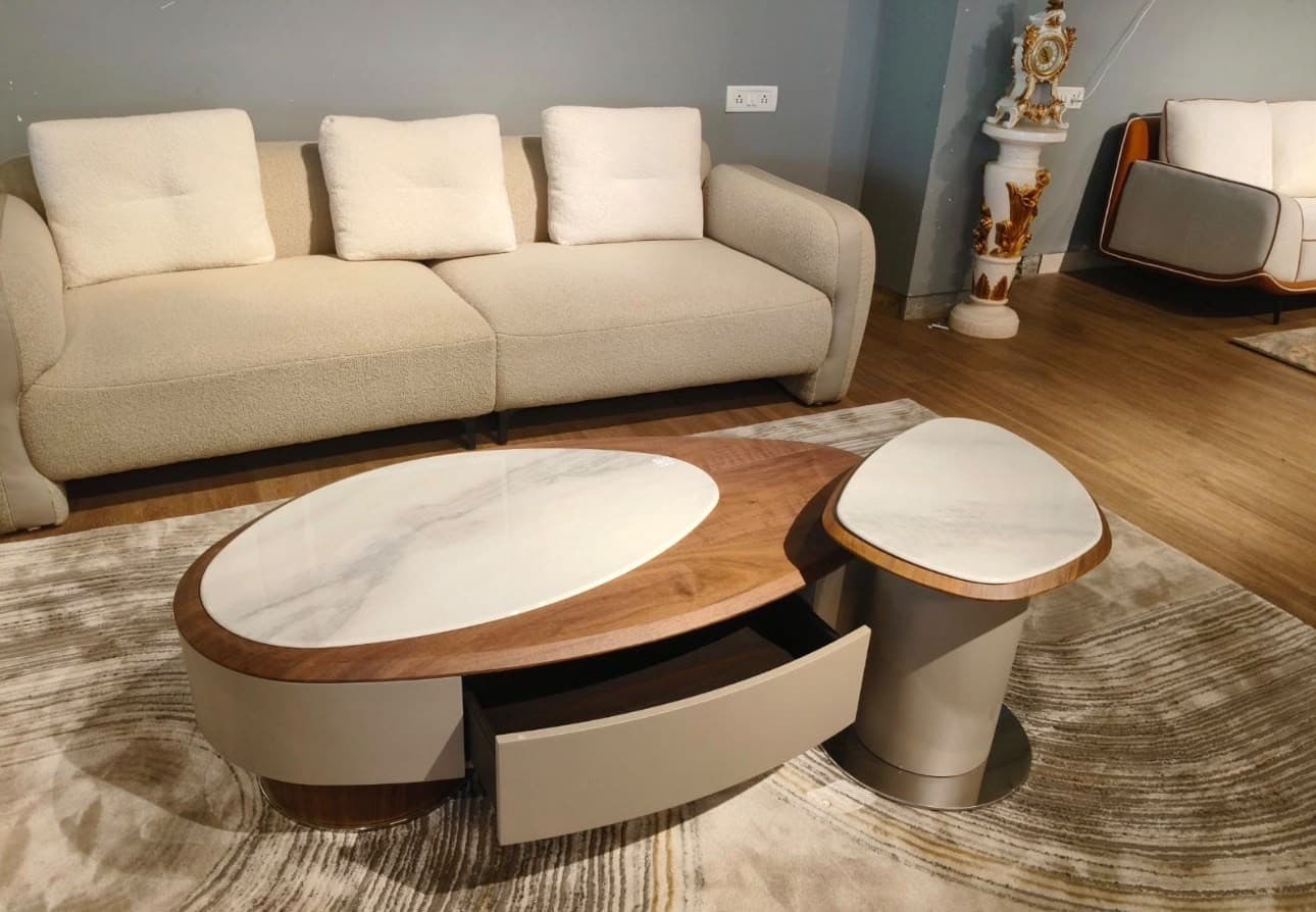 Marble Top Duo Center Table Set