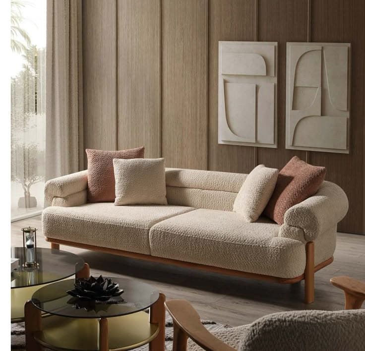 Elegant sofa seating arrangement in a styled living room